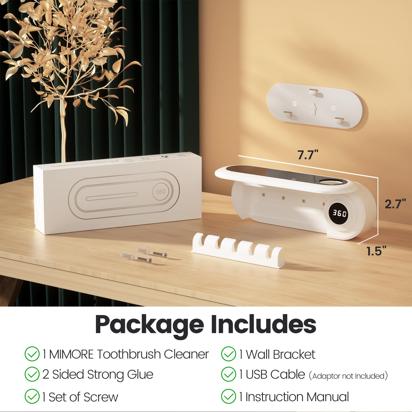 Easy installation on smooth surfaces with included strips or screws