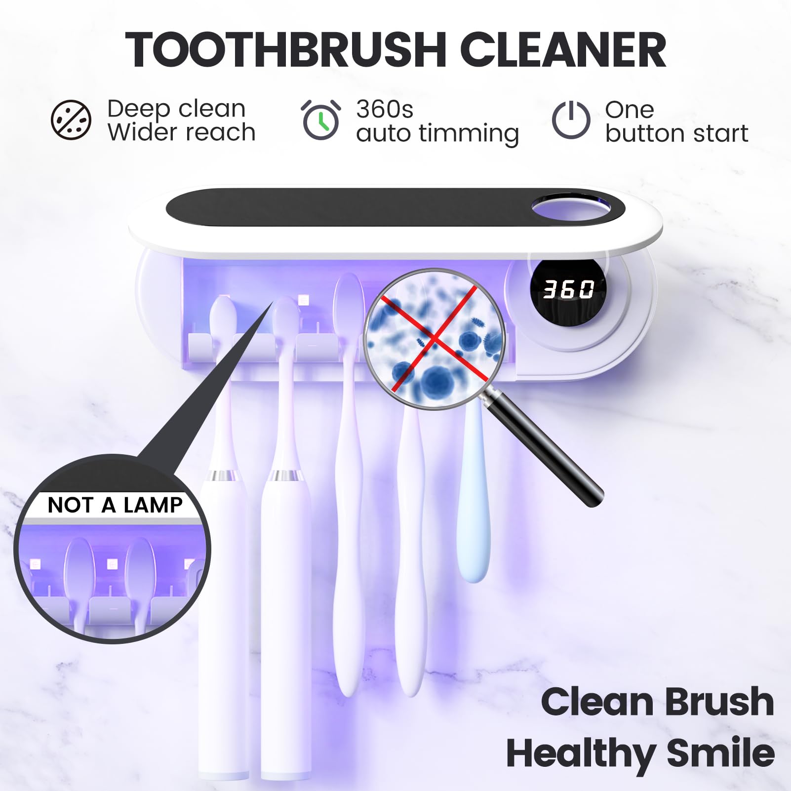 MIMORE timer-equipped holder guides your cleaning cycle for consistent brushing routines