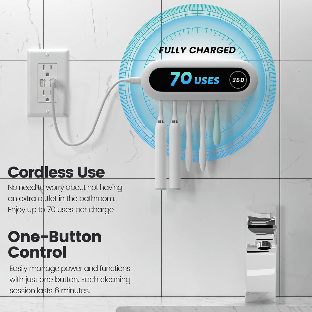 Five-slot wall mount keeps family brushes organized and ready for use