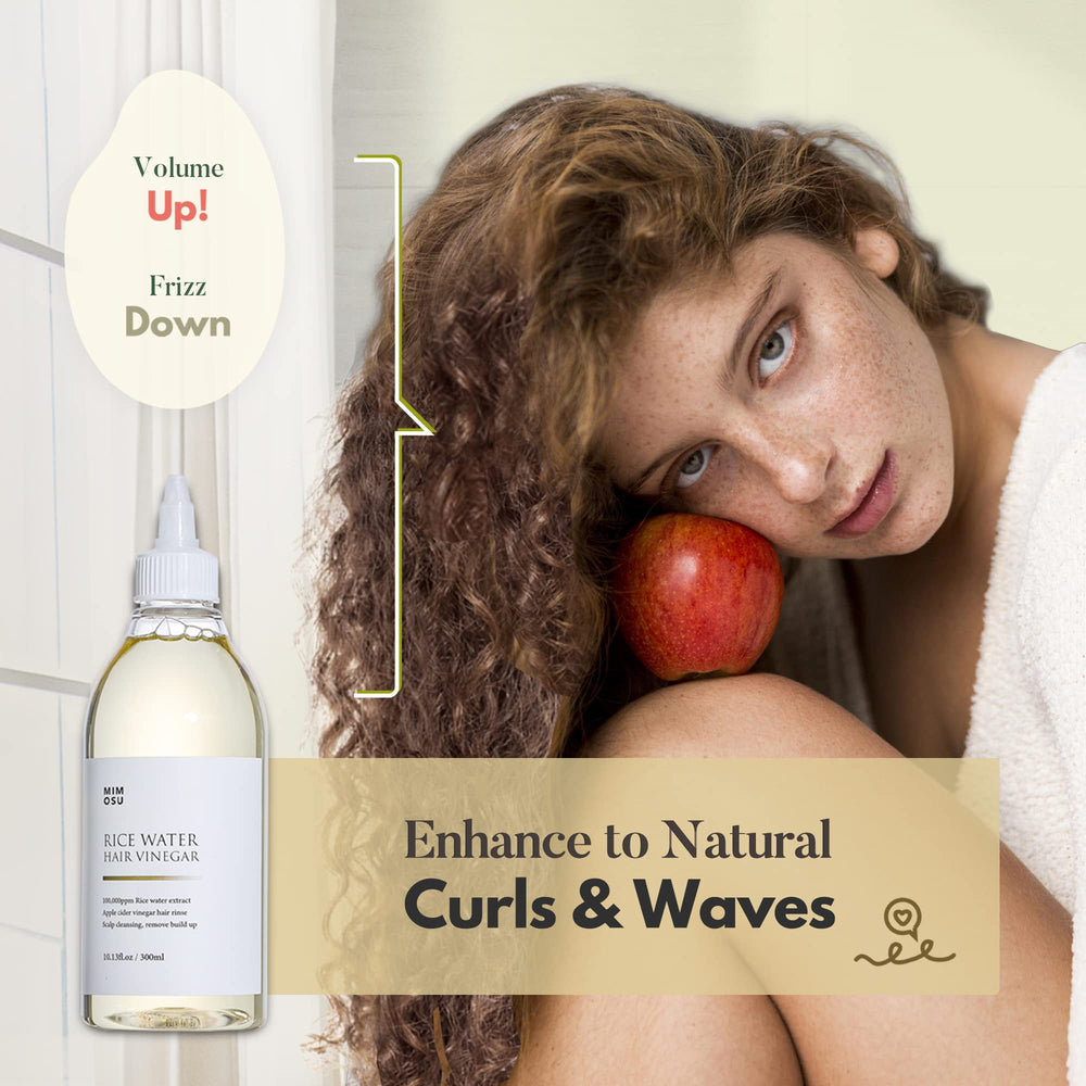 Mimosu Apple Cider Vinegar Hair Rinse bubbles illustrate gentle cleansing action.