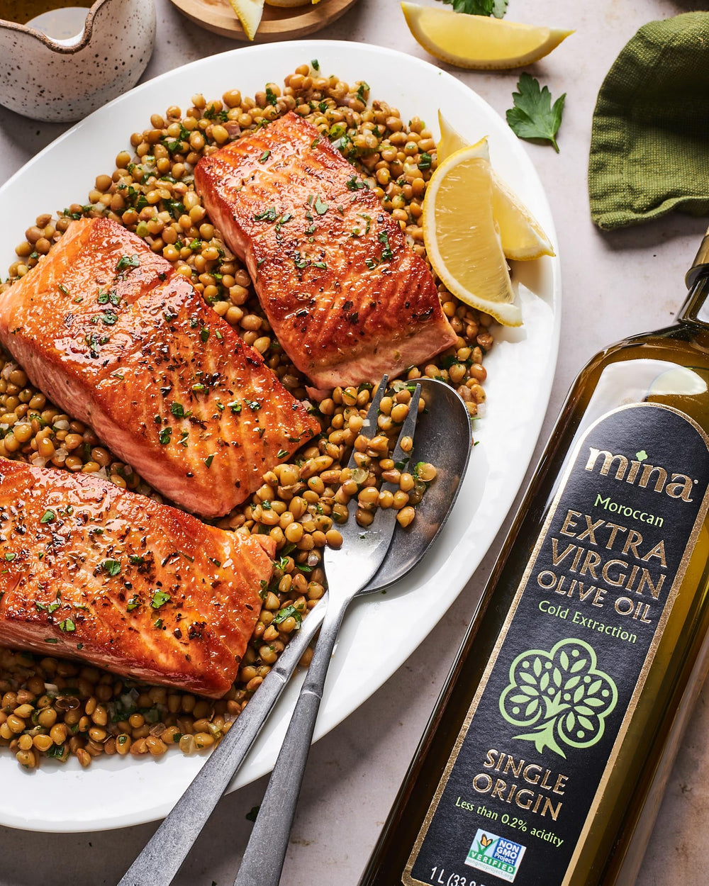 Mina bottle label close up emphasizes estate heritage and harvest information