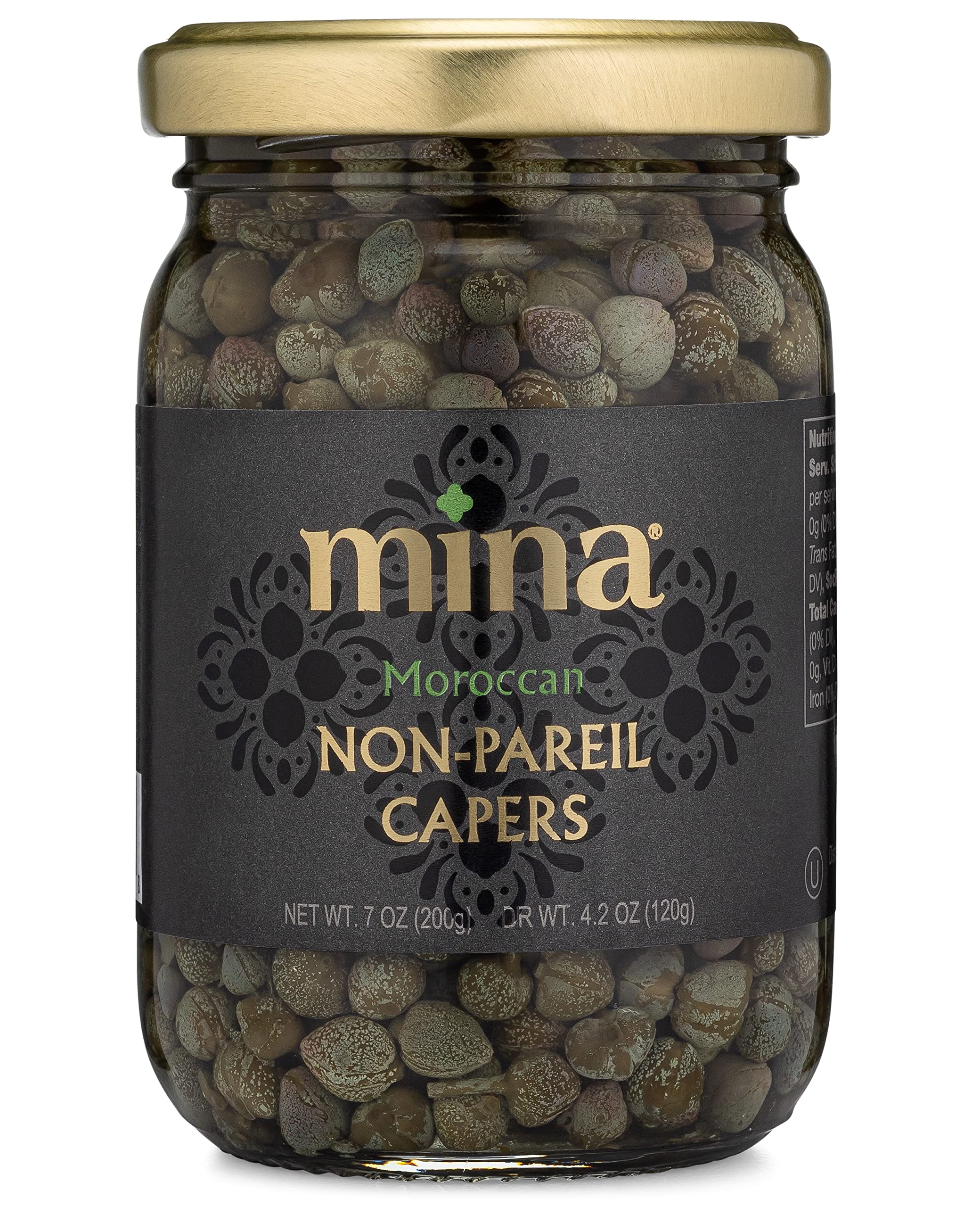 Mina Capers Non Pareil jar with emerald pearls for bright briny flavor