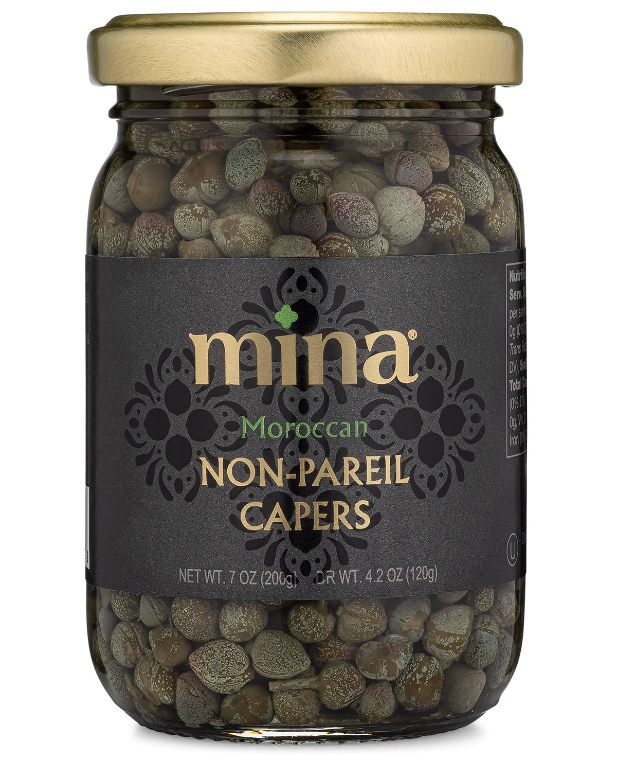 Mina Capers Non Pareil jar with emerald pearls for bright briny flavor