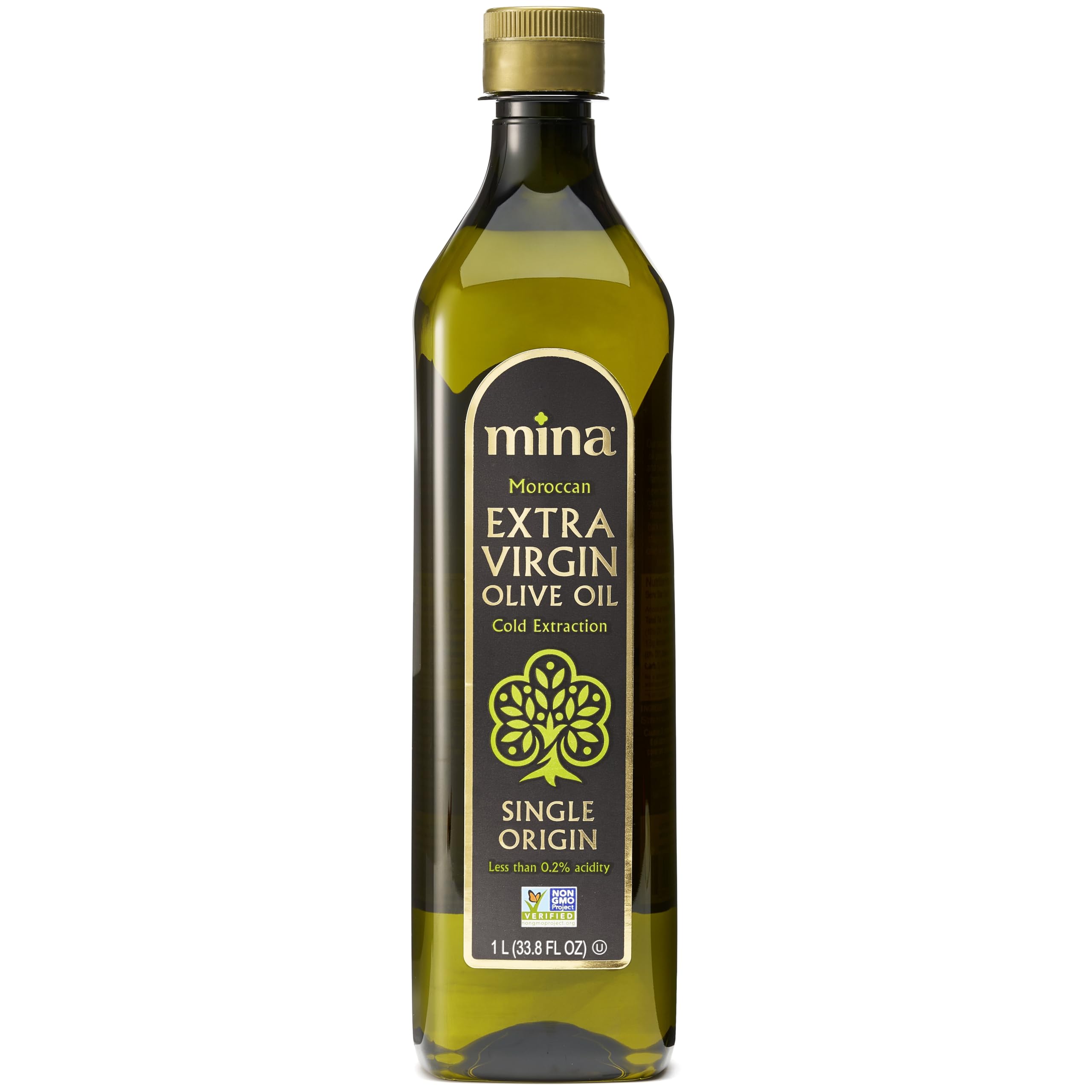 Mina Moroccan Olive Oil bottle ready for light drizzling on salads.