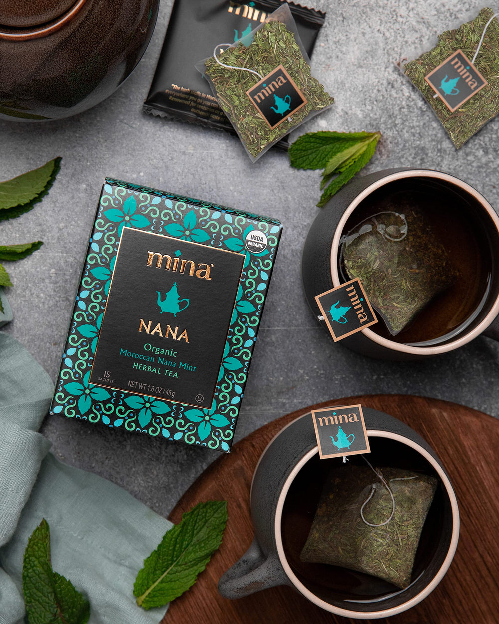 Mina Nana gift-ready tea set image suggests a thoughtful present for tea lovers.