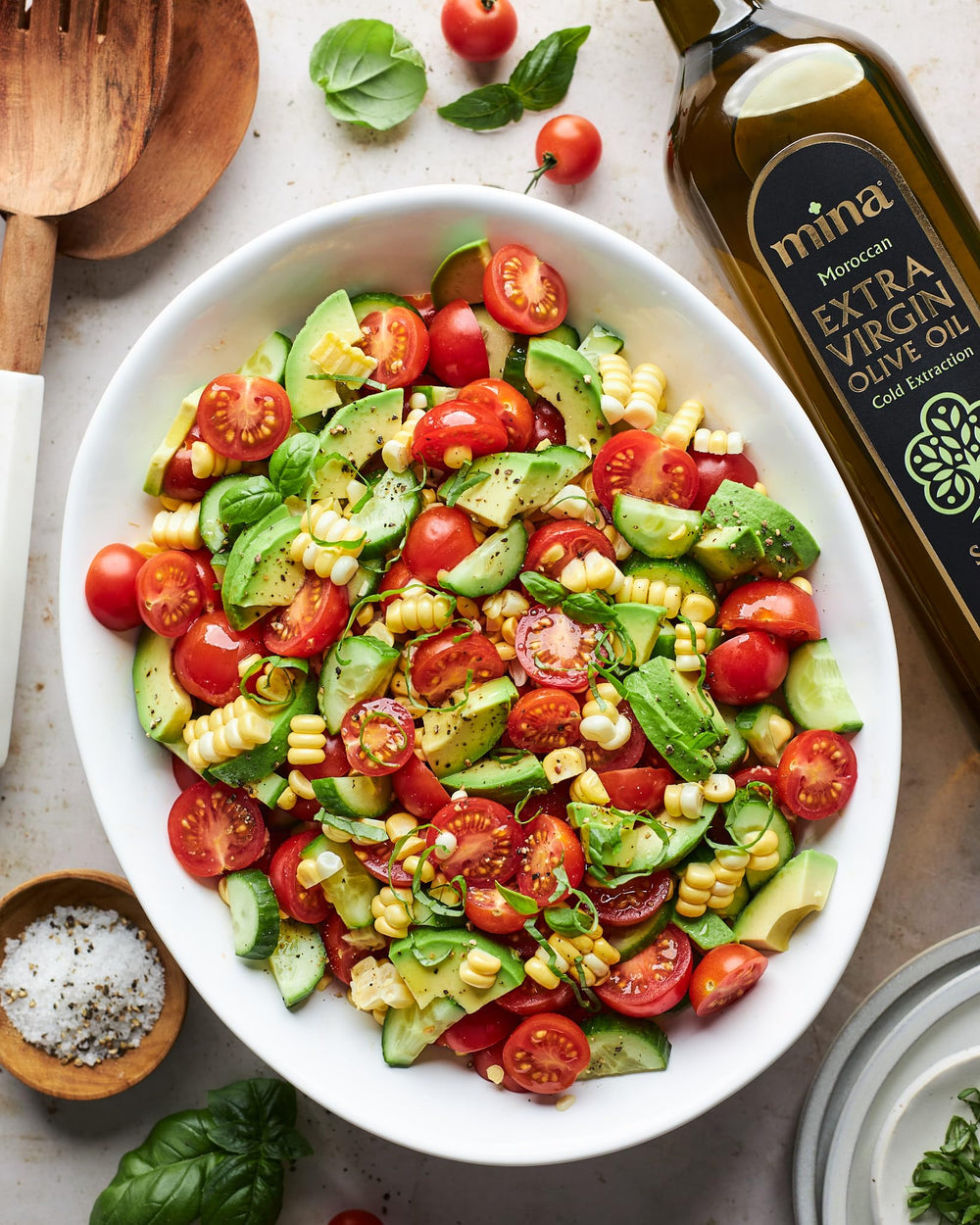 Mina olive oil for dressings and finishing dishes brightens meals.