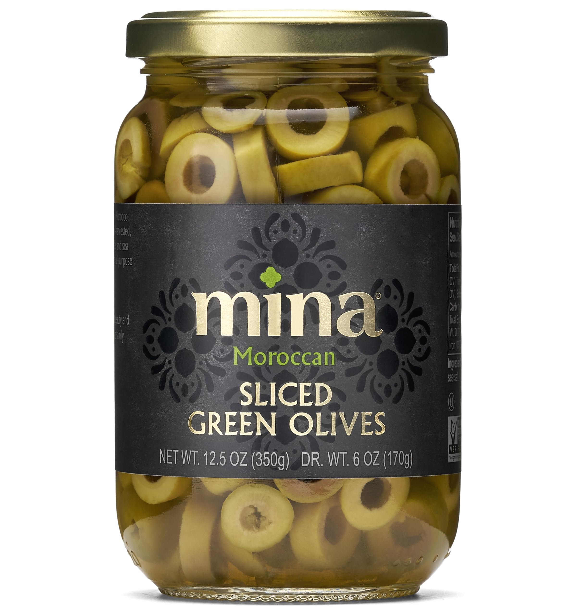 Mina Sliced Green Olives garnishing closeup for vibrant plates and savory highlights