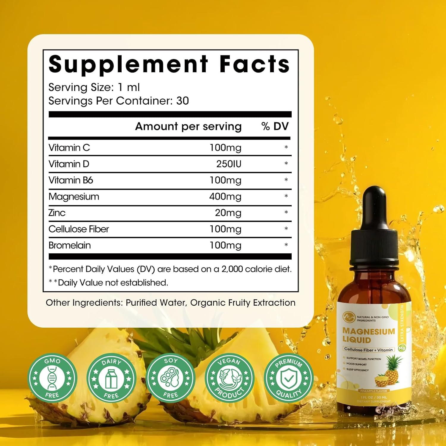 M inch liquid drops with dropper, ready for easy 1 mL servings.