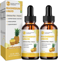M inch magnesium glycinate liquid drops bottle front, pineapple flavor, for daily wellness.