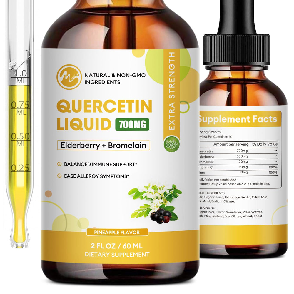 M inch Quercetin Liquid Drops bottle with dropper for easy daily use.