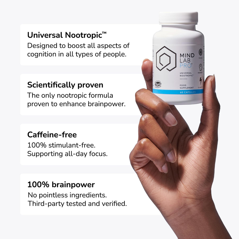 Mind Lab Pro MLP v4 label nutrition panel shows vitamins supporting memory and energy