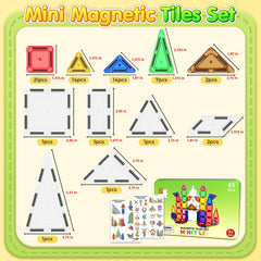 Minecftoy mini-size magnetic tiles with colorful shapes for on-the-go creativity