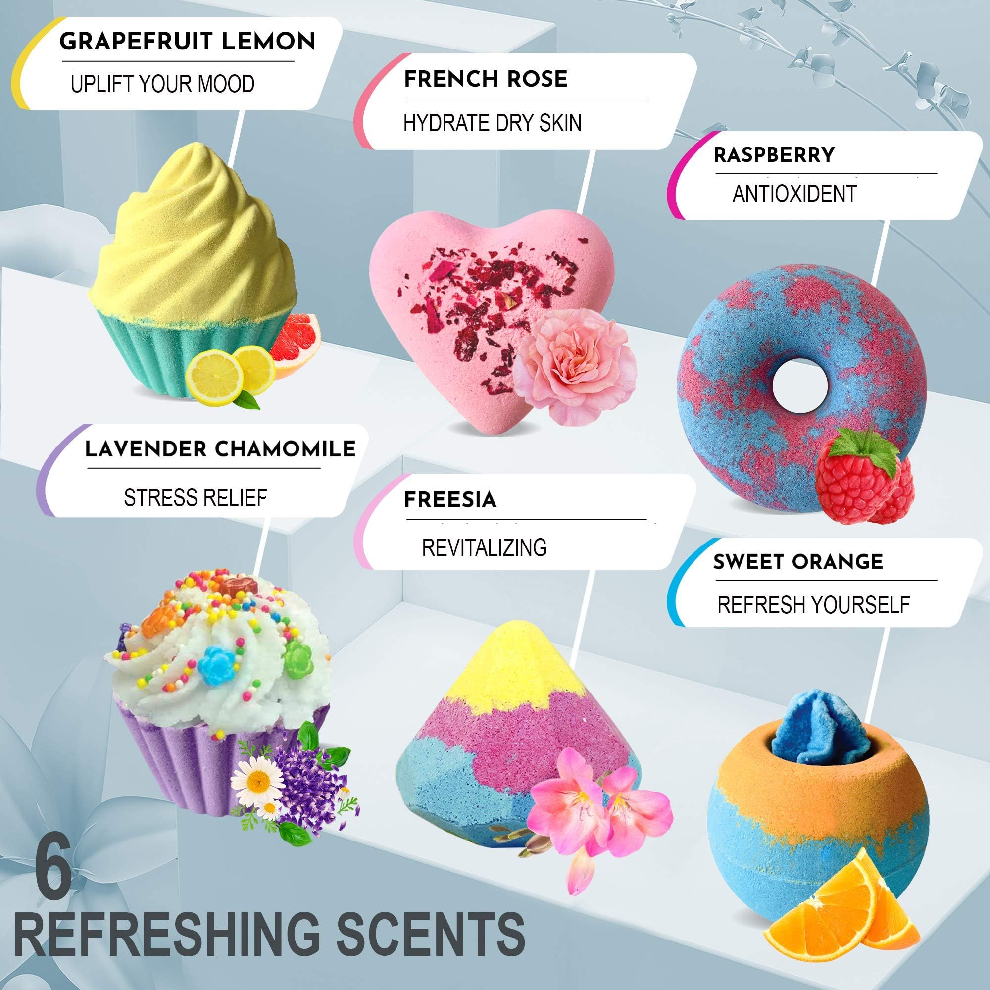 Mineral Me California donut bath bomb with aroma for playful bath time.