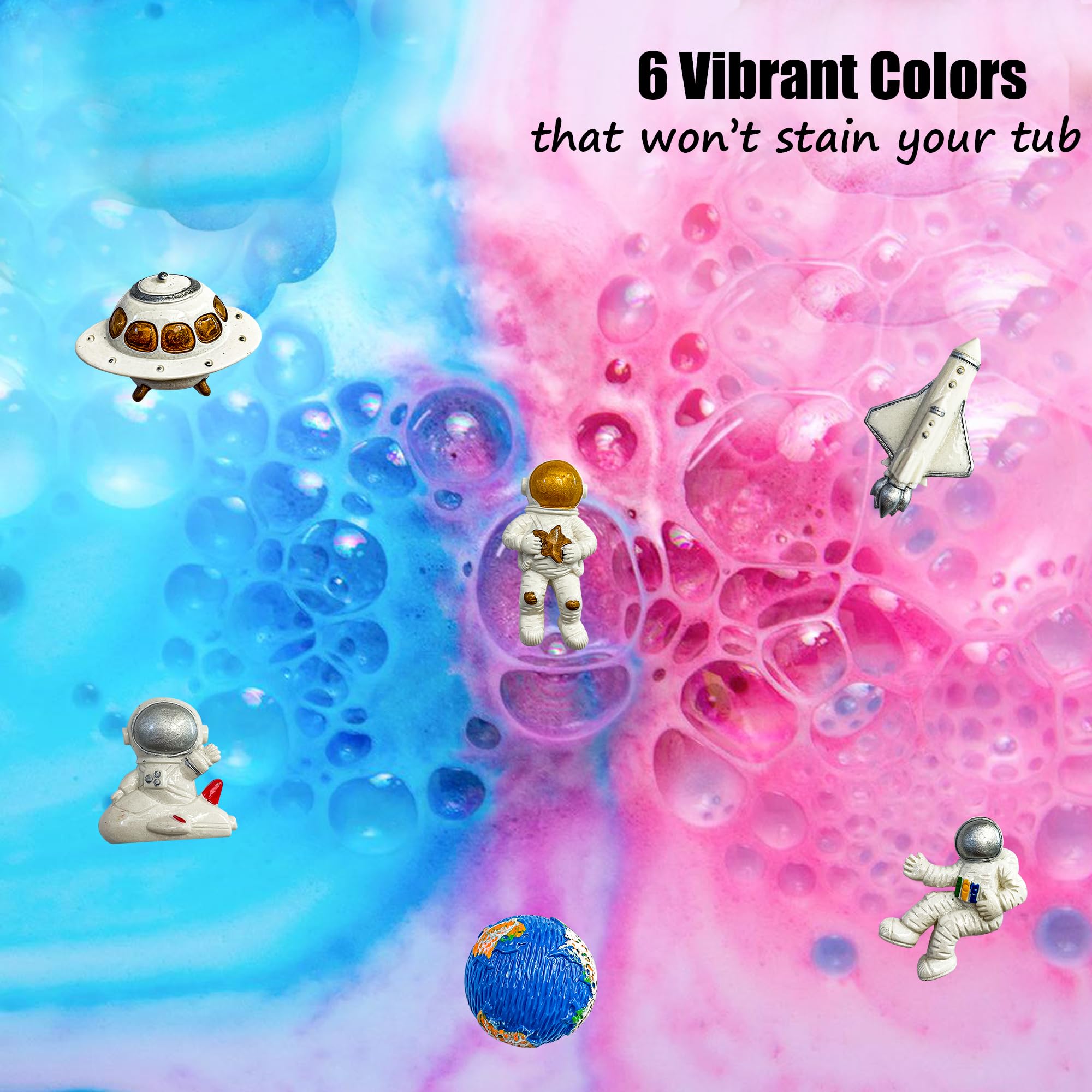 Gentle organic formula from Mineral Me California Galaxy Bath Bombs for kids.