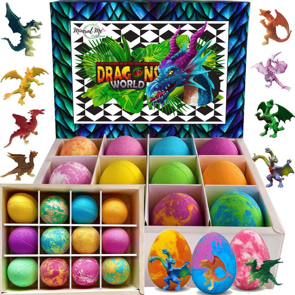 Mineral Me California kids bath bombs with dragon eggs reveal a playful surprise
