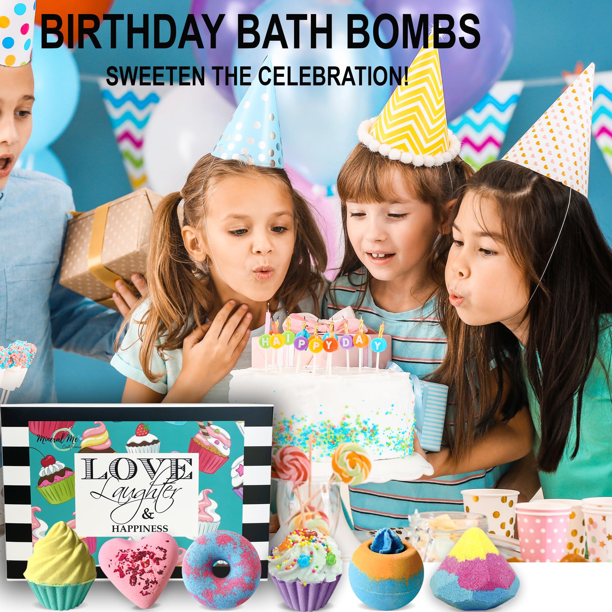 Mineral Me California vibrant-bubbles bath bomb creates colorful foam.
