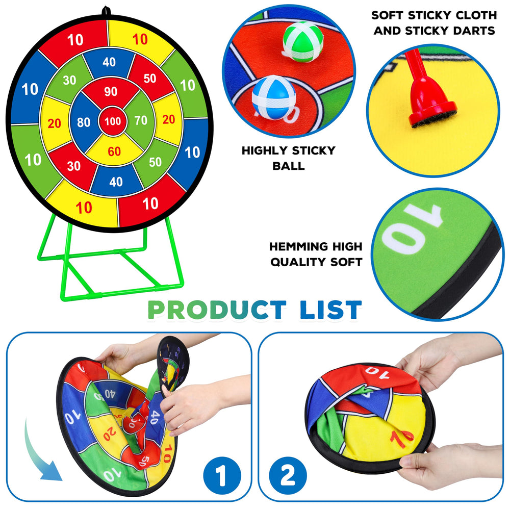 MINIFUN double-sided dart board ready for two game modes