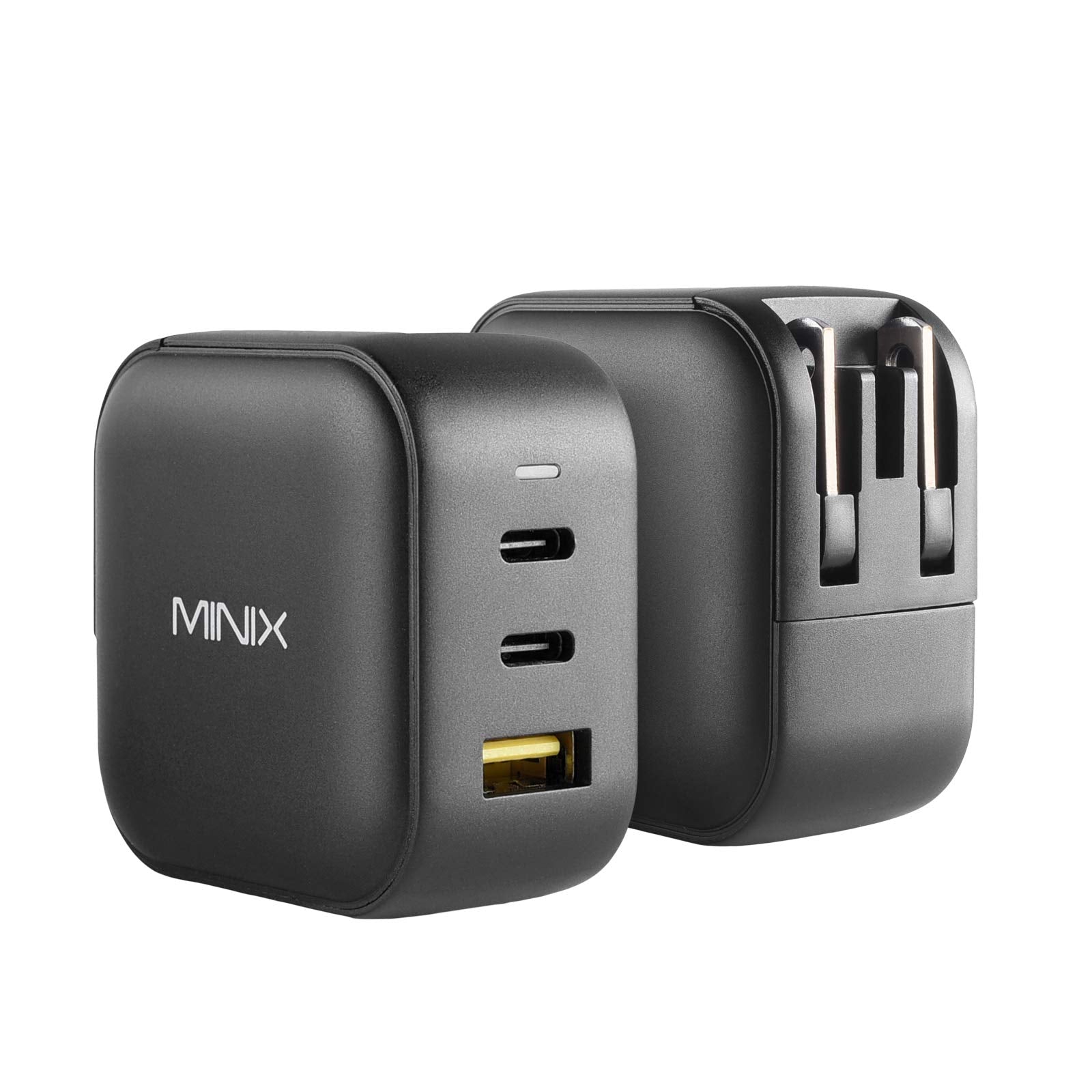 MINIX 66W Turbo ports closeup highlights dual USB-C and USB-A options for multi-device charging