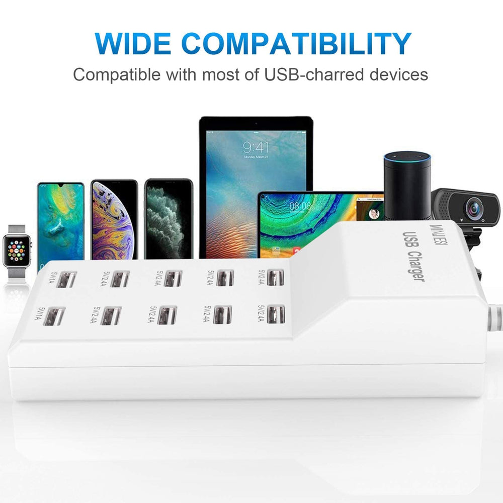 MINJIESI USB charging station with cable management reduces desk tangles.