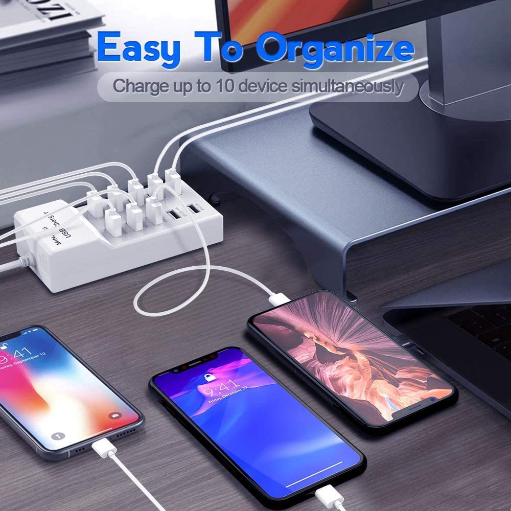 MINJIESI USB charging station in office setup illustrating clutter-free workspace.