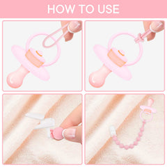 MINMUNJIU pacifier clip with soft plastic clasp protecting clothing.