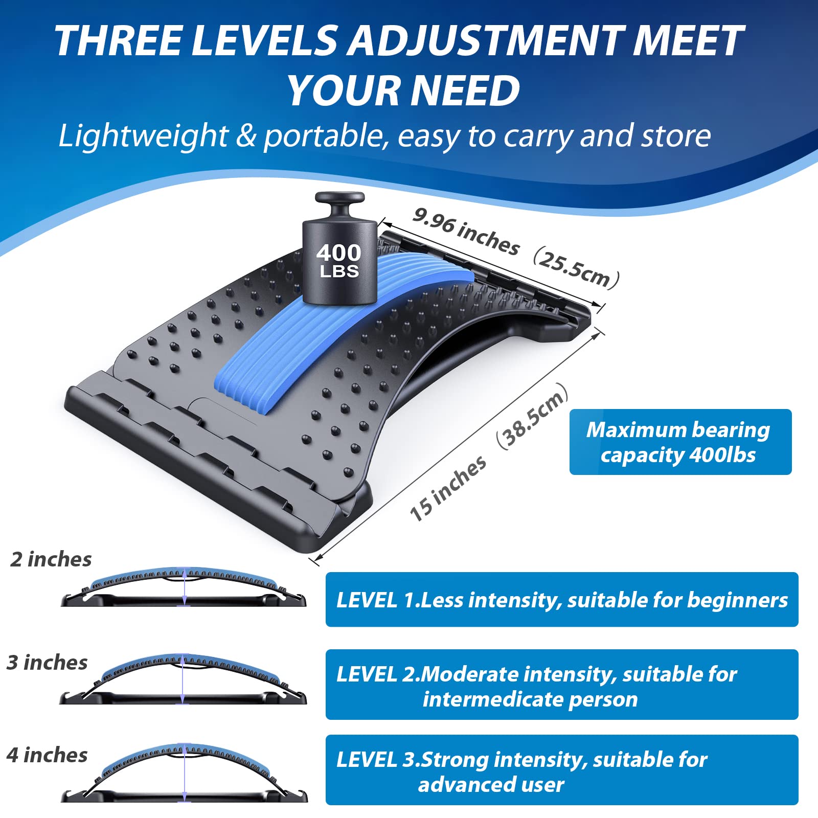 MINOLL Back Stretcher features NBR foam cushion for comfort