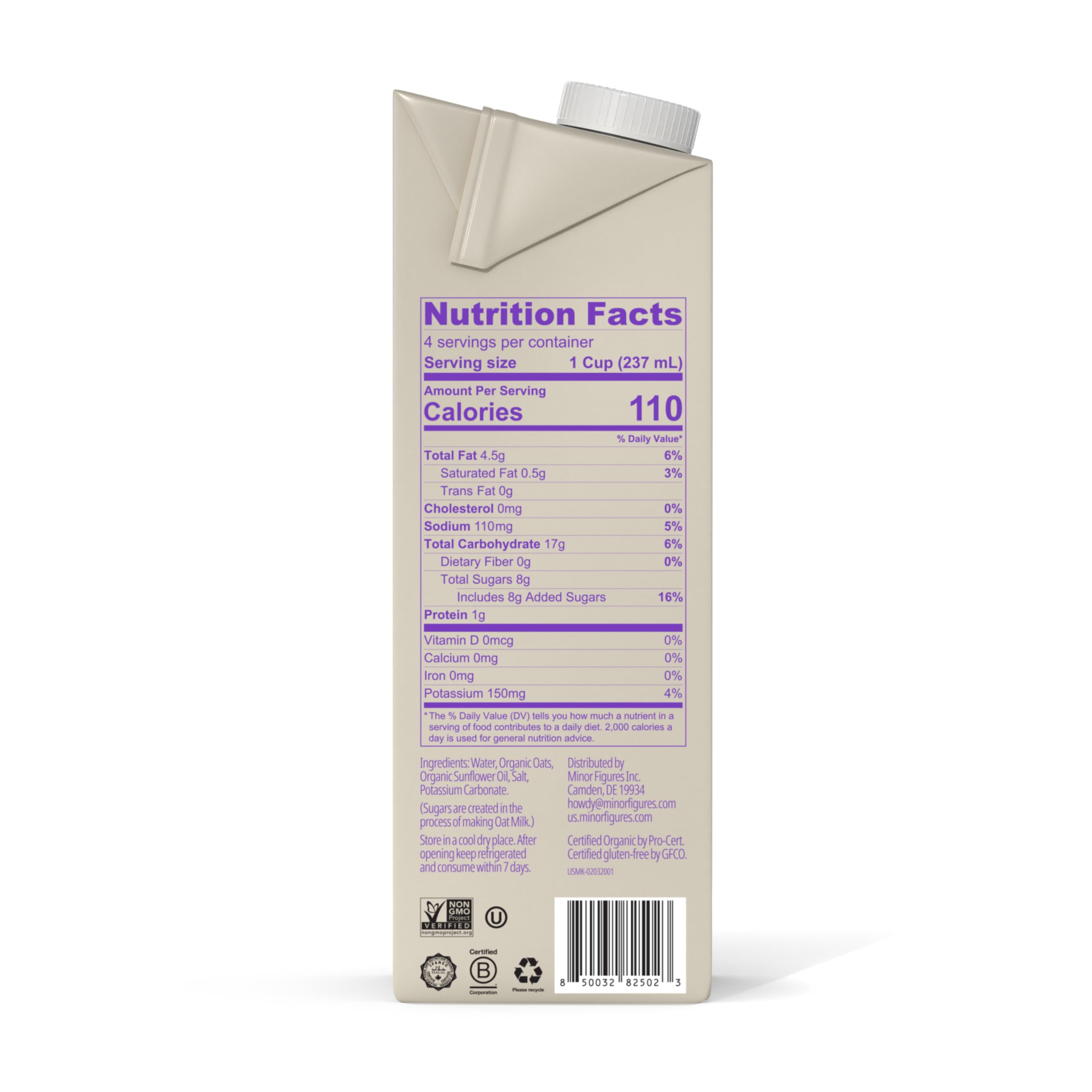 Minor Figures Barista Oat Organic 32oz bottle pour shows smooth cafe-style texture