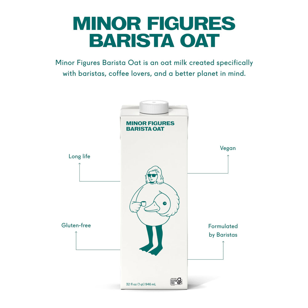 Minor Figures Barista Oat Standard on grocery shelf, shelf-stable packaging