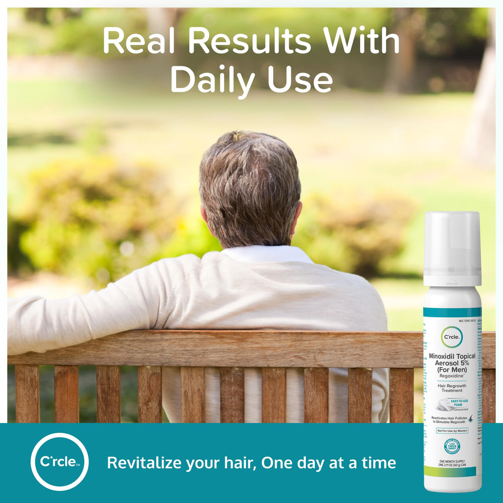 C'rcle Minoxidil 5% Foam supports vertex hair loss areas with targeted delivery.