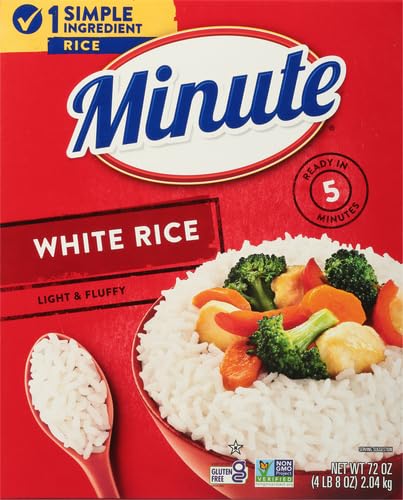 Minute Instant White Rice fluffy bowl emphasizes light, tender grains.