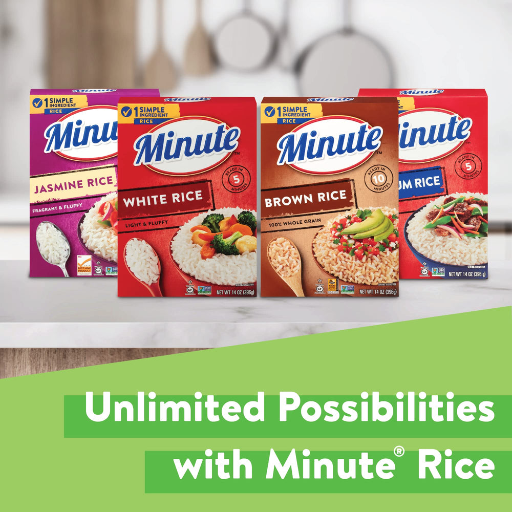 Minute Instant White Rice ingredients list underscores one simple ingredient.
