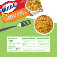 Minute Ready-to-Serve chicken-herb rice cup microwaved in one minute.