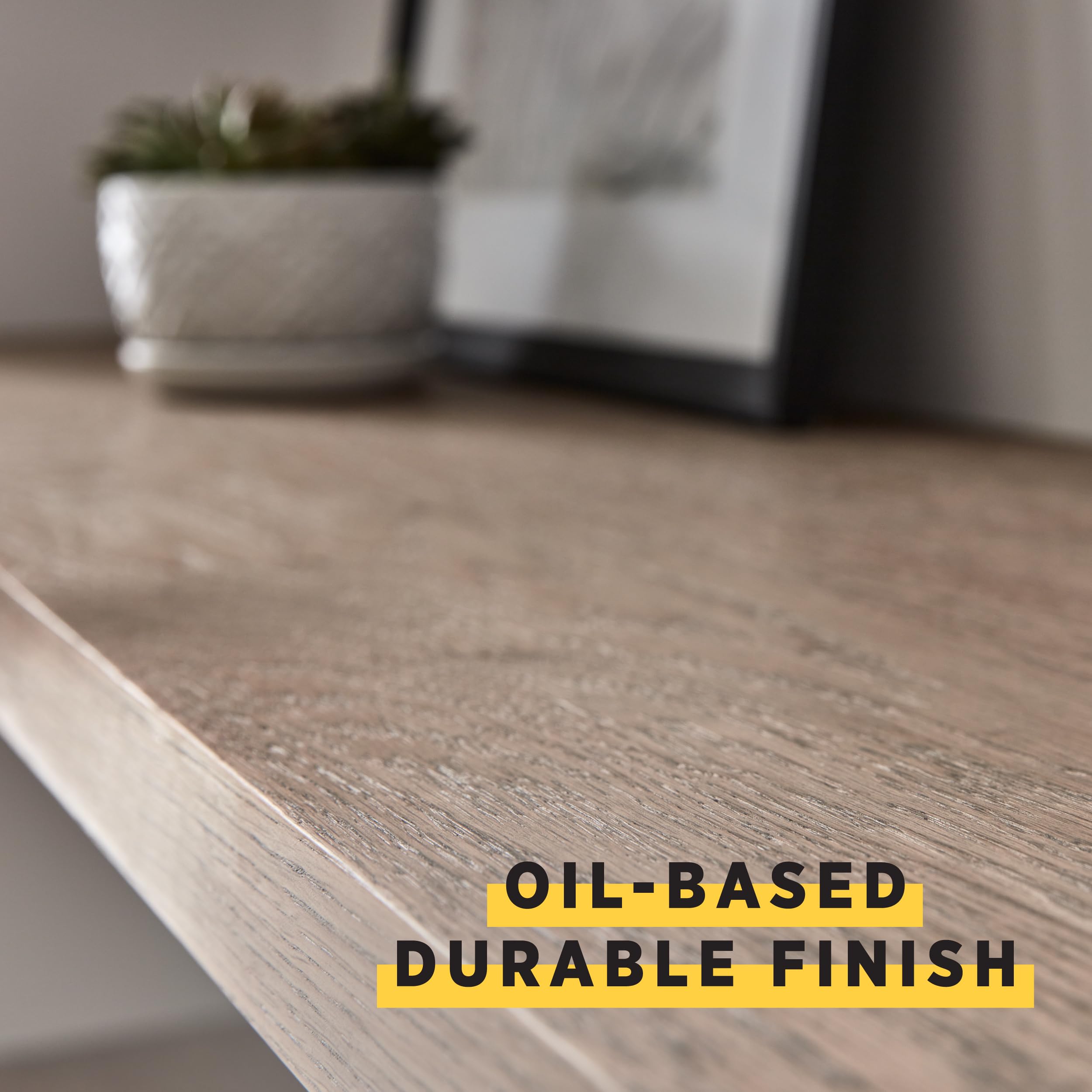 Minwax clear top coat seals joints on unfinished wood.