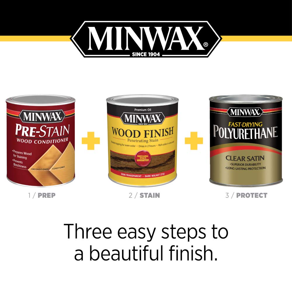 Minwax Wood Finish delivers even color with wipe-away excess.