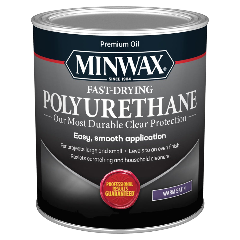 Minwax Fast-Drying Polyurethane bottle ready to seal and protect wood surfaces