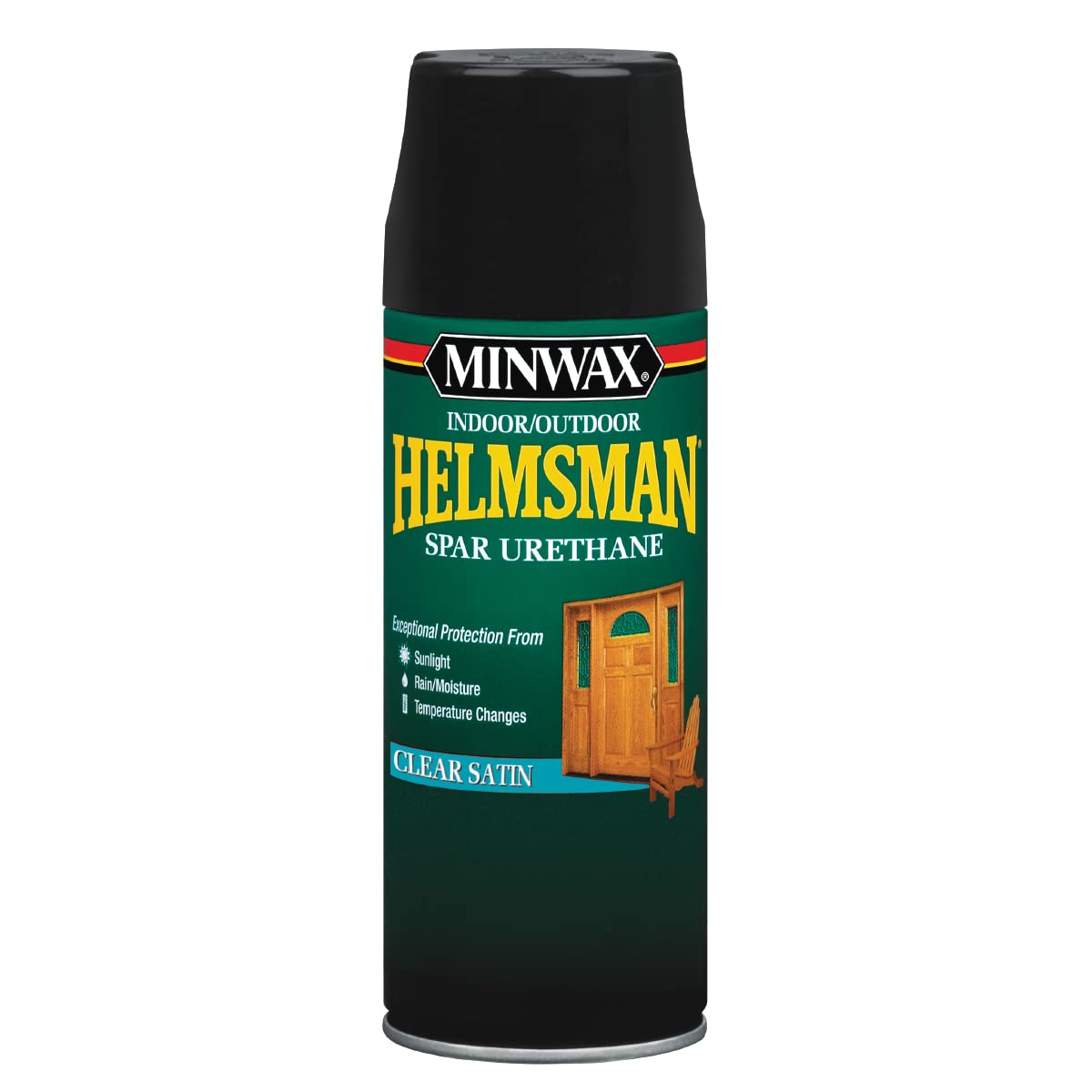 Minwax Helmsman Spar Urethane Spray can with satin finish for outdoor protection.