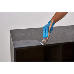 Minwax Polycrylic satin finish on wood for a subtle, non-yellowing sheen