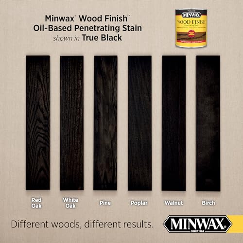 Minwax True Black stain being applied with brush for deep tone