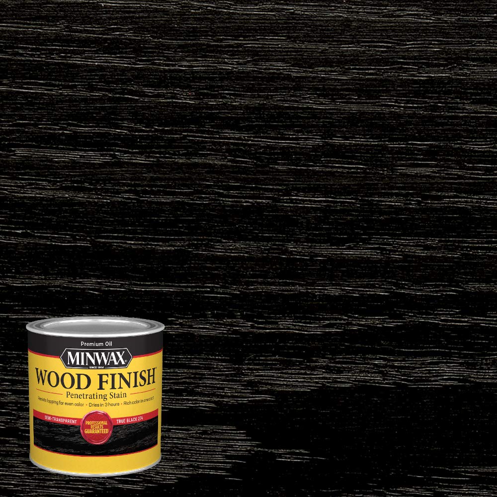 Minwax True Black enhances natural grain on wood surface