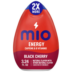 Mio Energy Black Cherry bottle closeup for on-the-go caffeine boost