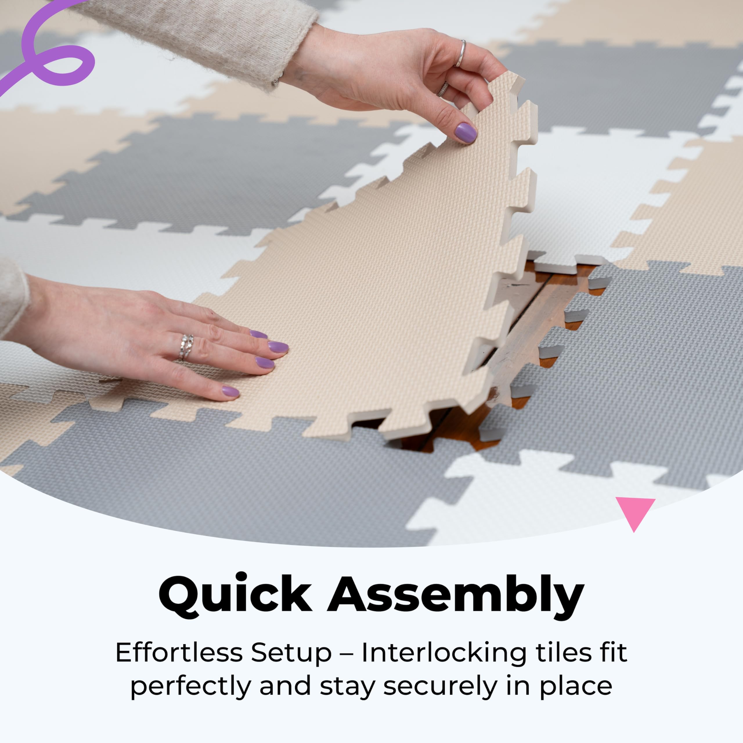 MioTetto modular puzzle mat adapts to your space by adding tiles.