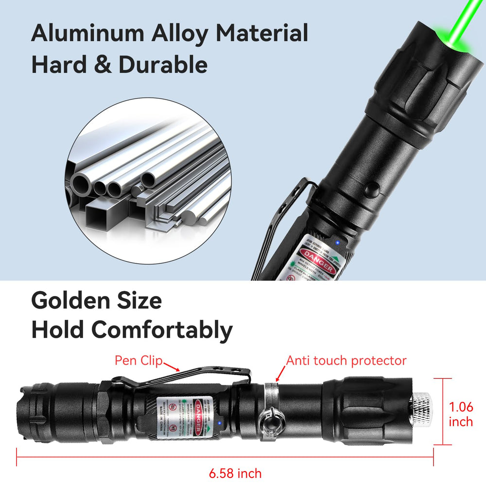 MIPREZT Professional green laser pointer angled beam aids distance pointing.