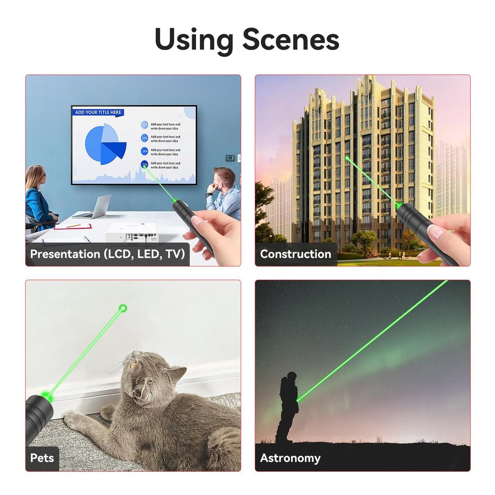 MIPREZT Professional green laser pointer in dark scene with visible beam