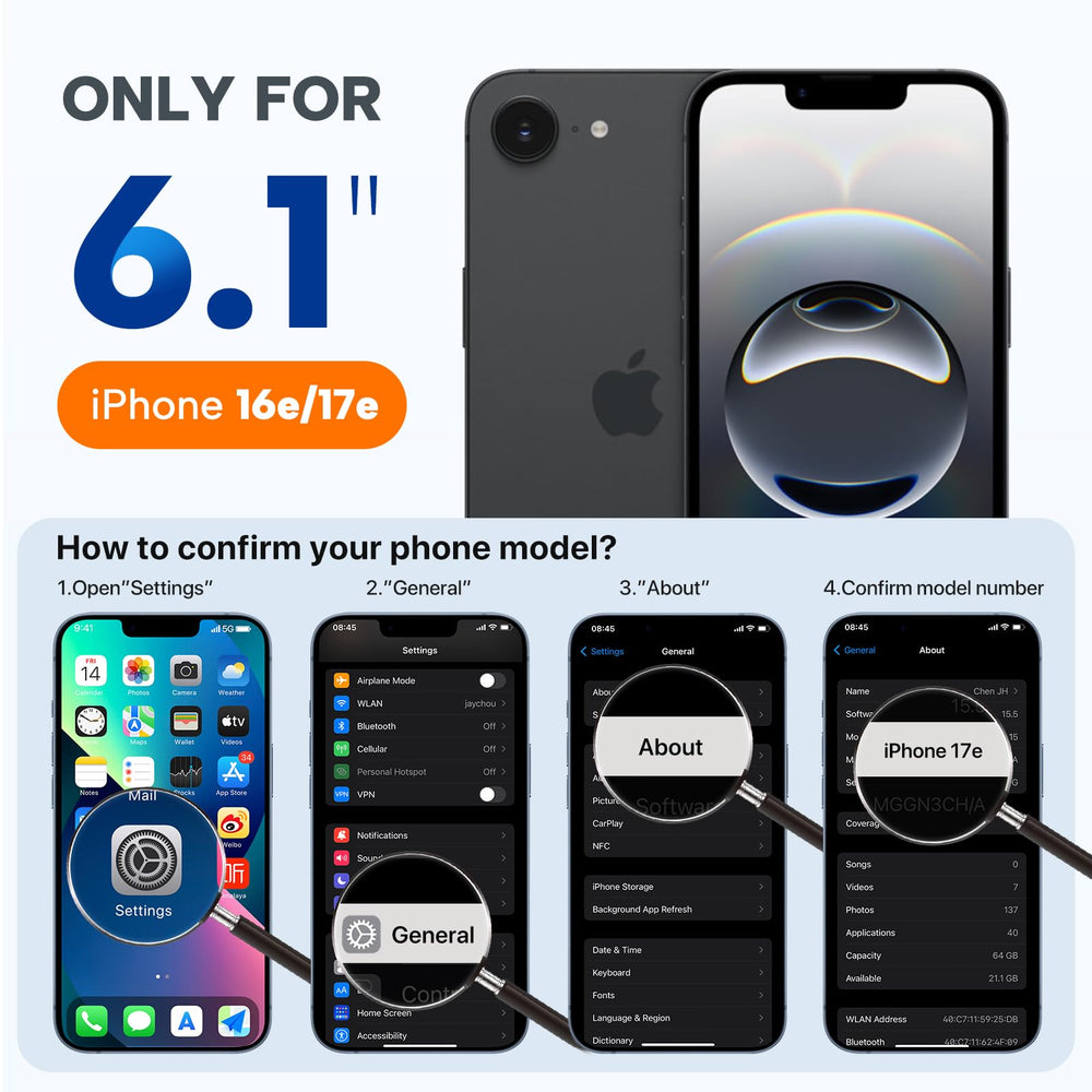 Miracase iPhone 16e/17e case side profile showing enhanced edge protection