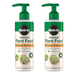 Miracle-Gro Indoor Plant Food bottle for cactus and succulent promotes healthy growth.
