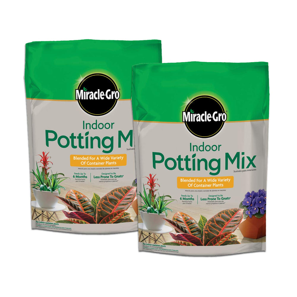 Miracle-Gro Indoor Potting Mix bag 6qt front view supports healthy indoor plants