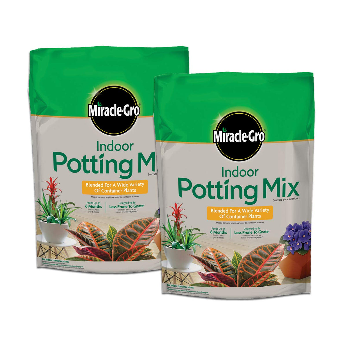 Miracle-Gro Indoor Potting Mix bag 6qt front view supports healthy indoor plants