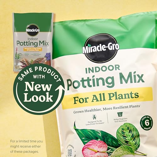 Miracle-Gro Indoor Potting Mix bag 6qt side view shows portable, mess-free packaging