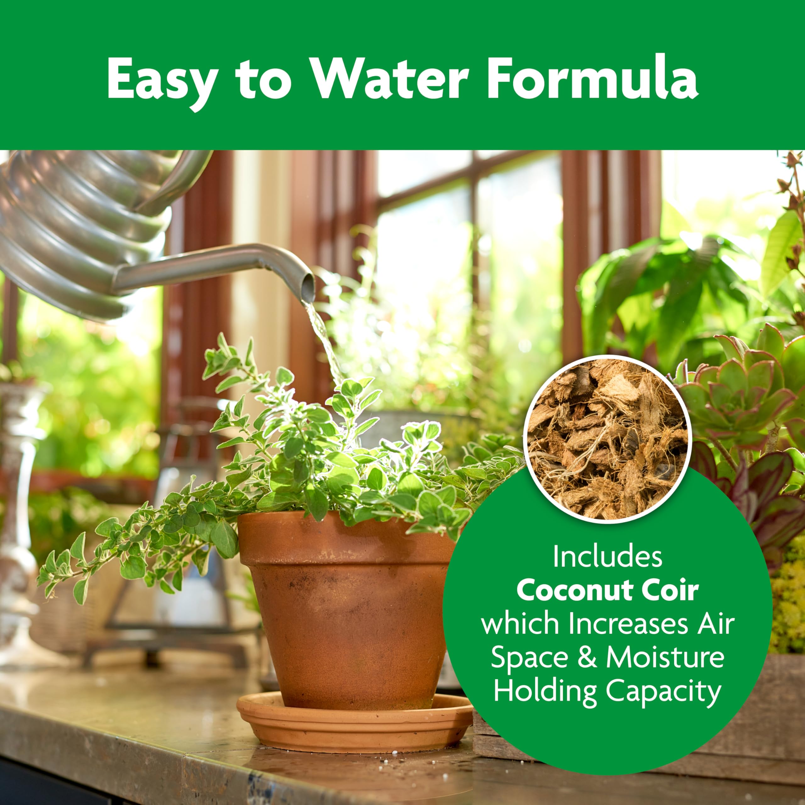 Miracle-Gro Indoor Potting Mix container with plant illustrates versatile use