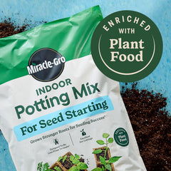 Miracle-Gro enriched potting mix with plant food promotes healthy seedling growth
